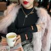 Autumn and Winter Sweater Solid Color Winter Base Knitted Sweater Women's Plush Knitted Velvet Inner High Collar