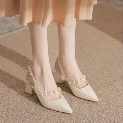 Summer Shoes Pointed High Heeled Sandals for Women's Back Air Half Toe Single Shoes Women Shoes Elegant Sandals Women Pumps