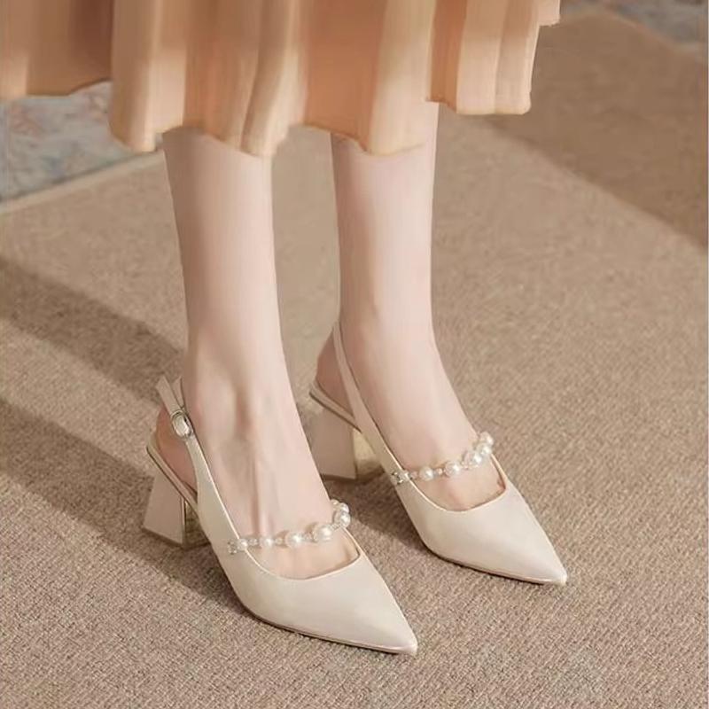 

Летняя обувь Остроносые босоножки на высоком каблуке для женщин С открытой пяткой и полуоткрытым носком Одинарная обувь Женская обувь Элегантные сандалии Женские туфли-лодочки 35