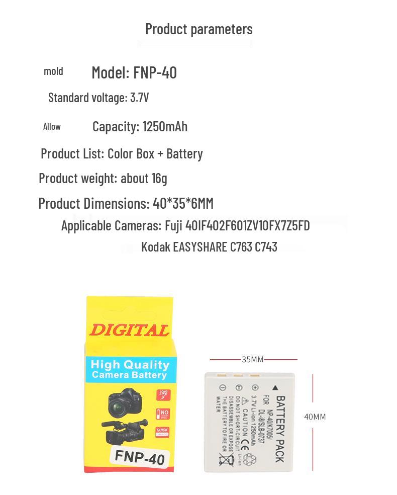 NP40 Battery for Fujifilm F455, F460, F470, F480, Z2, Z3, Z5, V10 Cameras K7005