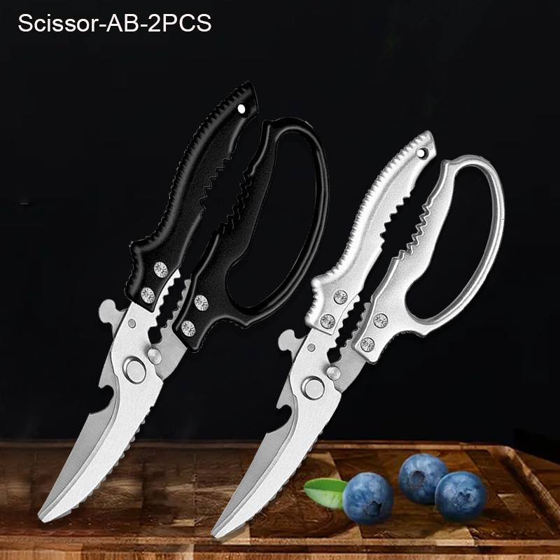 WXCOO Kitchen Scissors Chicken Bone Scissors Multi-Functional Meat Vegetable Fish Anti-Slip Handle Scissors Kitchen Specialised