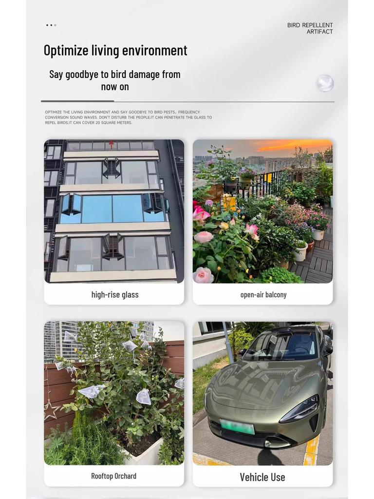Repelent ultrasonic automat pentru păsări: Dispozitiv de Îndepărtare a Păsărilor de Balcon de Înaltă Eficiență