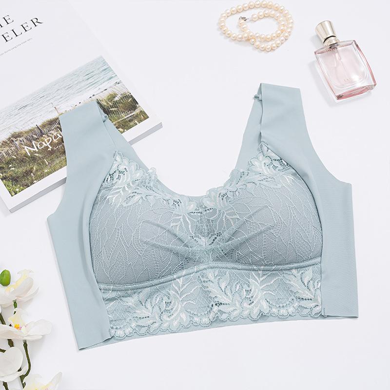 

Кружевной бюстгальтер из ледяного шелка с фиксированной чашкой, закрытый бюстгальтер без стального кольца, большая регулировка груди 6L recommends 190-105kg синий