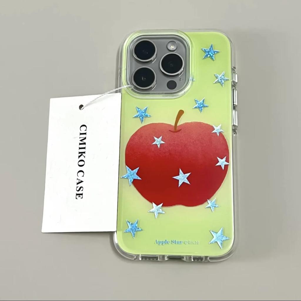 Cartoon Ins Blue Star Red Apple Cute Phone Case For IPhone 17e 16e 17 12 11 Air 16 15 14 13 Pro Max Y2K Fresh Protective Cover