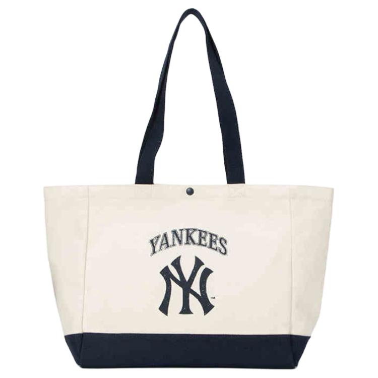 

New MLB Cotton Tote Bag, Shopping Bag, Shoulder Bag Unisex Ecru & Blue 3AORV015N-50CRS 33.0*16.0*30.0CM