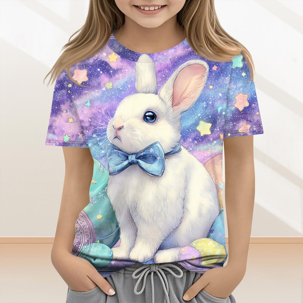 Roupas Casuais e da Moda de Páscoa para Crianças, Apresentando Coelhinhos, Ovos de Páscoa e Tops e Camisetas Estampados de Manga Curta.