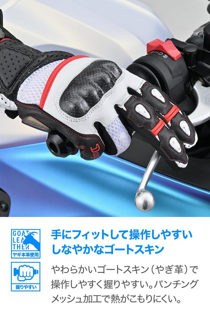 Daytona L size Motorcycle Mesh Leather Carbon Smartphone Sport Mesh Gloves Size 15974 Gloves, Summer, (Goat Leather), Protector, Compatible, HBG-053,