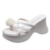 Retro Flower Wedge Heel One-word Slippers Women's Summer Wear New Versatile Skirt Thick-bottomed Cool Slippers