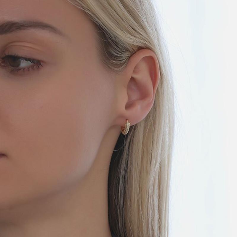 Klassische vergoldete S925 Sterling Silber Zirkon dreireihige Diamantohrringe für Damen