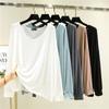 Slim Long Sleeve Bottom Shirt Solid Large Fit Versatile V-neck Top Spring and Summer