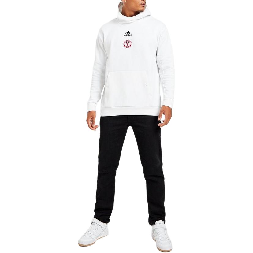 Adidas Manchester United Sweatshirts Men's White Hooded Moderate Regular HE6643