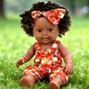 Realistic Black Doll 30cm Soft Vinyl African Girl Talking Toy with Sound Interactive Plush Gift for Kids Play