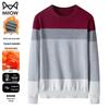 MaoRen Men's Color Block Crew Neck Cotton Sweater