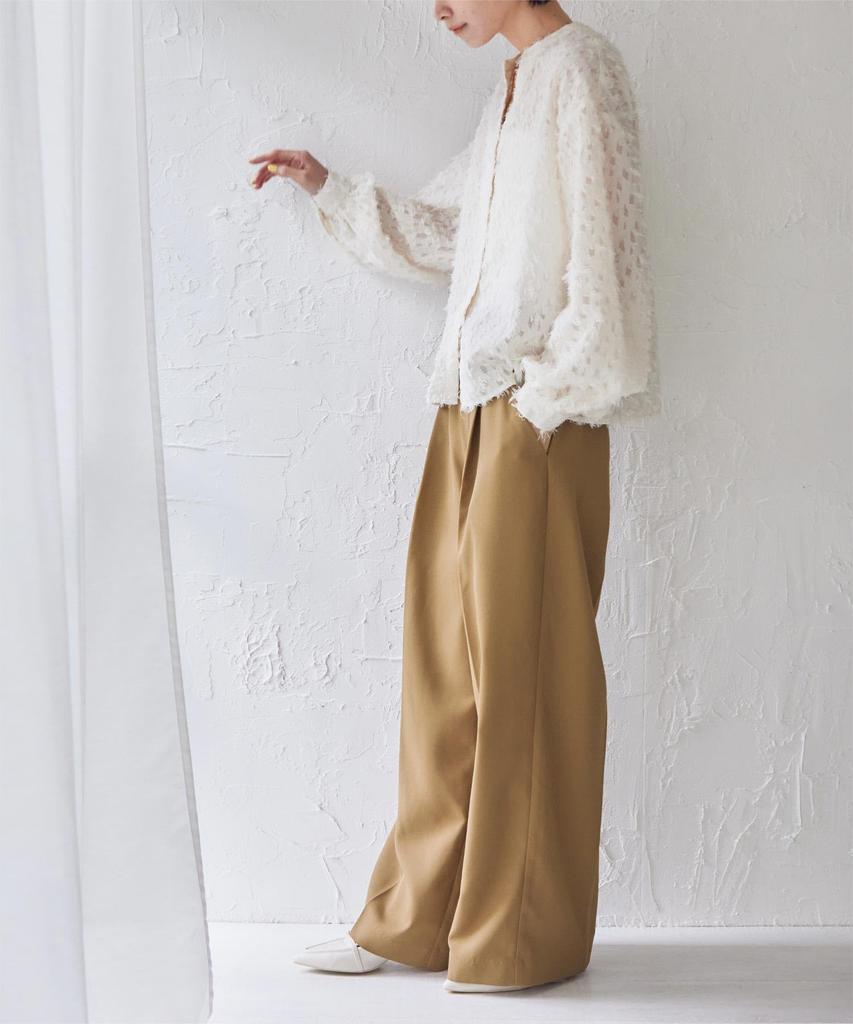 Beautiful Silhouette Wide Pants BFXN2070 SP Camel [Yours] One-Tuck Women's