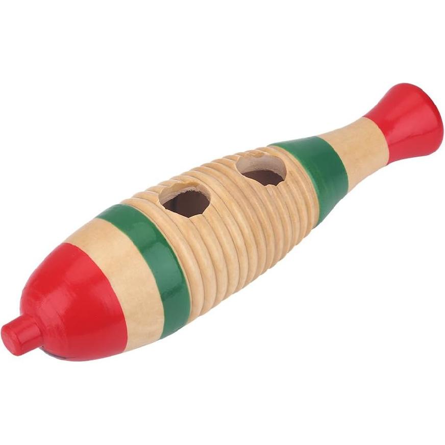 Bnineteenteam Wooden Fish Shape Guiro Colorful Guiro Percussion Instrument with Scraper for Kids and Adults