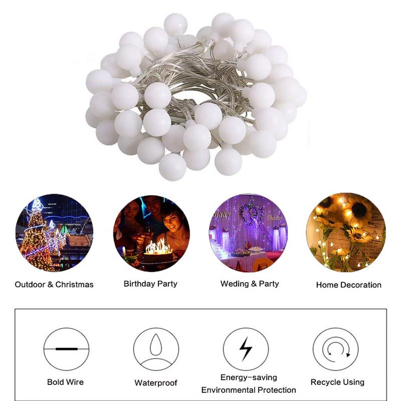 10/20/30/50m LED Ball String Lights Christmas Garland Fairy Light Outdoor Decoration Lighting For Room Wedding Party Decoration