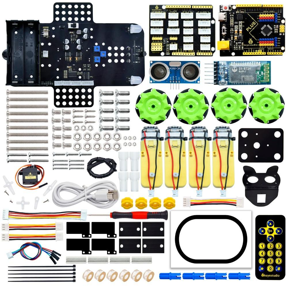Keyestudio Mecanum 4WD Mașină Robot pentru Arduino Kit Mașină Robot Proiect DIY Inteligent pentru Adulți Set de Programare STEM Asamblare Ușoară