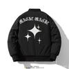 Pánská oversized bomber bunda s výšivkou kříže a hvězdy Ležérní Streetwear Lehká větruodolná svrchní oděv Podzim