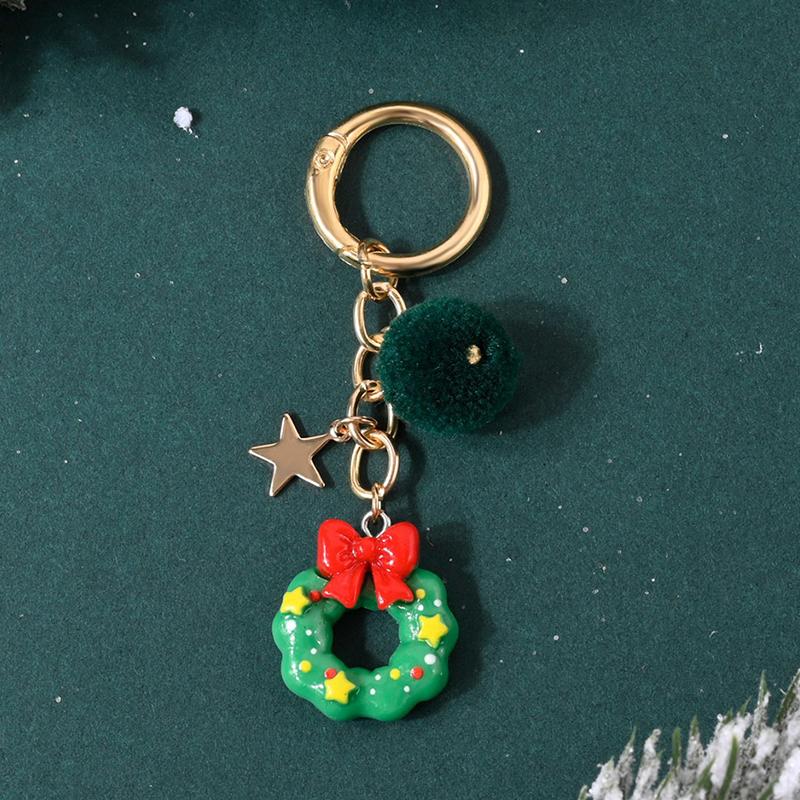 New Christmas Tree Santa Claus Keychains Bag Charm For Women Exquisite Bag Pendant Car Key Ring Jewelry Christmas Gift