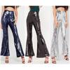 2024 New Arrival European and American Sexy Nightclub Women's Multi-Color Full Sequin Elastic Waist Flared Pants Sequined Pants