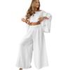 Braunes Fledermausärmel Off-Shoulder Oberteil mit hochtaillierter Hose mit weitem Bein Zweiteiliges Set