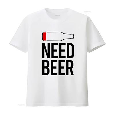 Benötige Bier trinkendes T-Shirt vintage gewaschen für den täglichen Gebrauch bequem Streetwear lässig vielseitig