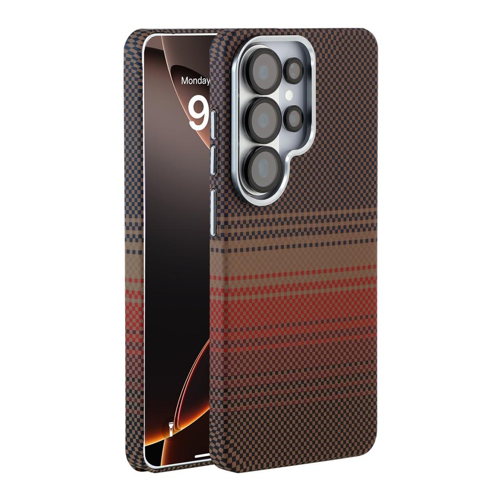 Funda de Carga Inalámbrica con Patrón de Fibra de Carbono y Kevlar para Negocios para Samsung S26 Ultra S25 S24 Ultra para MagSafe Cubierta Fina Anticaídas