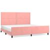 Pink Velvet Bed Frame with Adjustable Headboard 200x200 cm