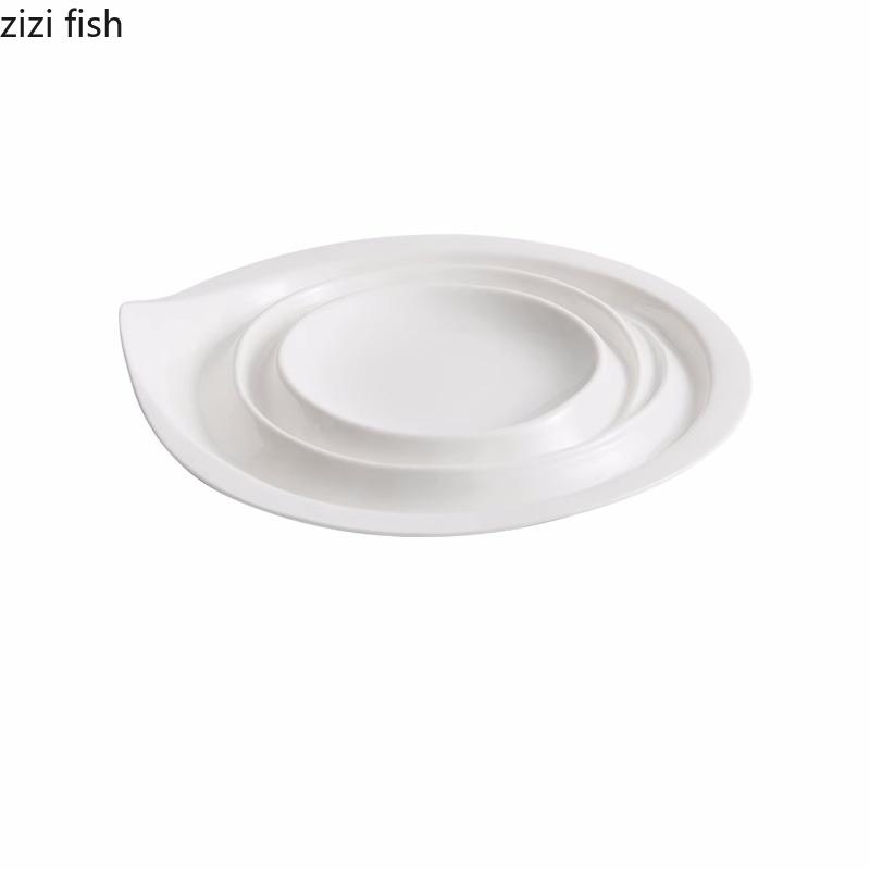 Weißer Keramik-Essteller, Sushi-Teller, Steakteller im westlichen Stil, Nudelteller, Dessertteller, Obstschale, Salatschüssel, Dim-Sum-Teller
