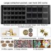 240 Pockets Coin Album Pu Leather Coin Collection Album With Clear Protective Pockets And Large Capacity