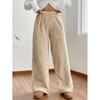 Women's Autumn & Winter Plush Sweatshirt and Loose Casual Pants Set - Solid Color, Warm, and Comfortable Fashion.