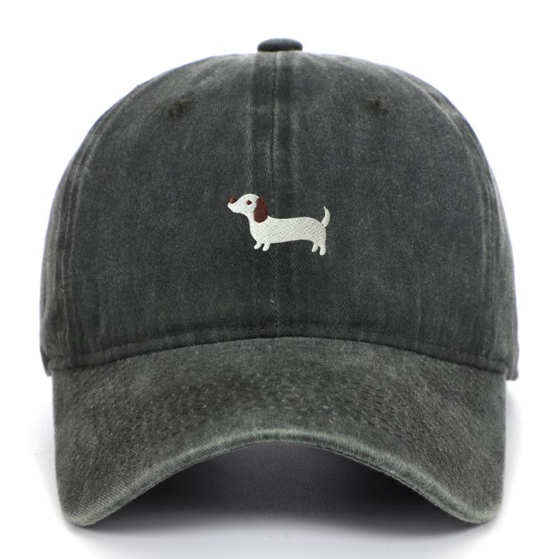 Dachshund Embroidered Baseball Cap - Unisex Korean Style, Wide Brim Hat