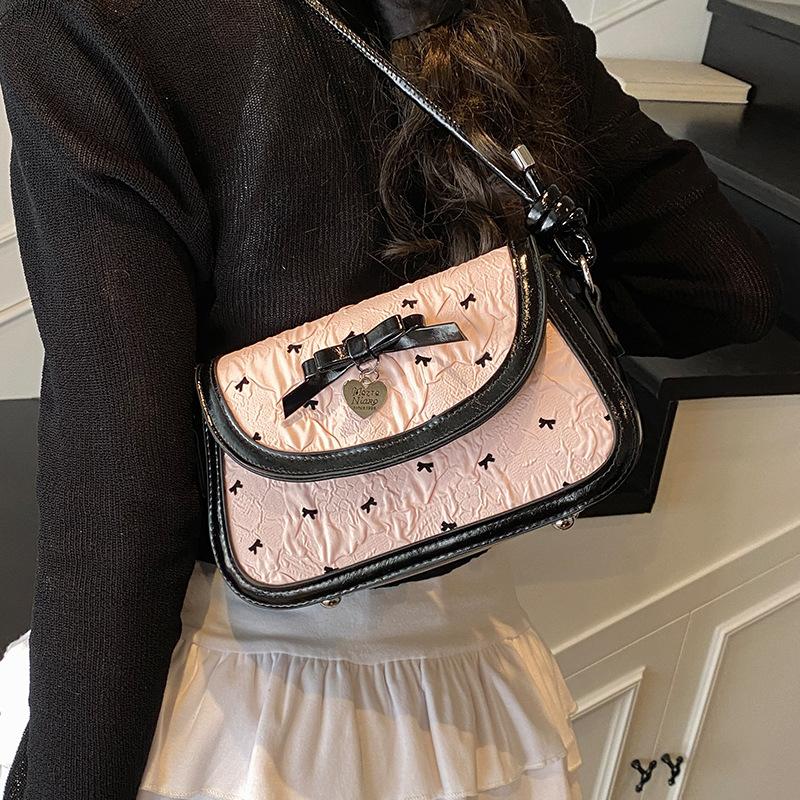 Casual Fashion Handbag Bag Women's 2025 Summer New Bow Simple Trend High-end Crossbody Handbag