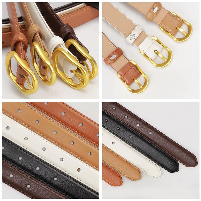 New Fashion Belt for Women with High-end Retro Gold Buckle Women's Belt Korean Version Simple Trendy Versatile Dress Belt