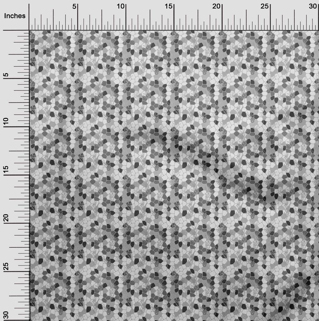 oneOone Georgette Viscose Gray Fabric Leaves Sewing Material Print Fabric By The Yard 42 Inch