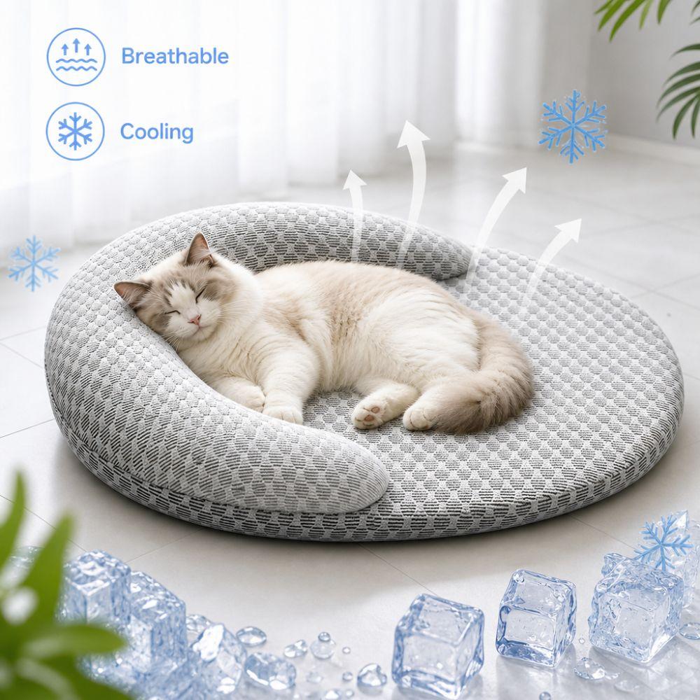 Oval Summer Cooling Dog Bed Ice Silk Pet Nest New Cat Cooling Pad  For Small Medium Large Pet
