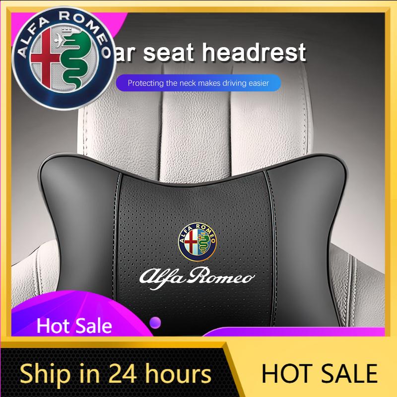 Car Stickers For Alfa Romeo 1Pcs Pu Leather Car Neck Pillow Auto Emblem Headrest For Alfa Romeo Giulietta 159 Mito Giulia Stelvi
