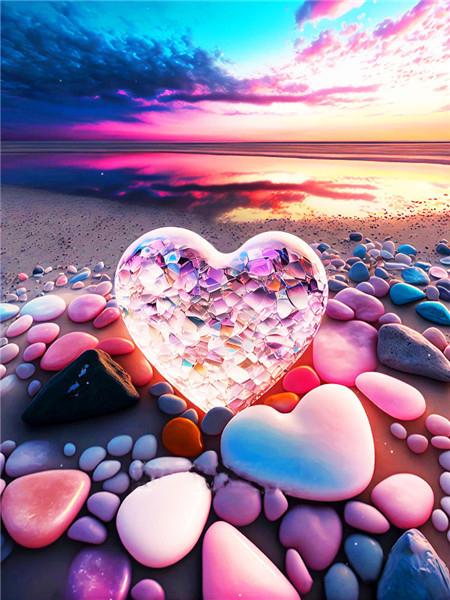 New Arrival Diamond Mosaic Love Stone Embroidery Heart Cross Stitch Seaside Painting Flower Fantasy Landscape Wall Decor
