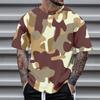 Fashion Men's Short Sleeve Round Neck Printed Top Blouse