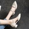 2024 Wholesale Fashionable Casual Women's Shoes and Sandals Comfortable Thick Heeled Hollow Design Button Closure Work Shoes