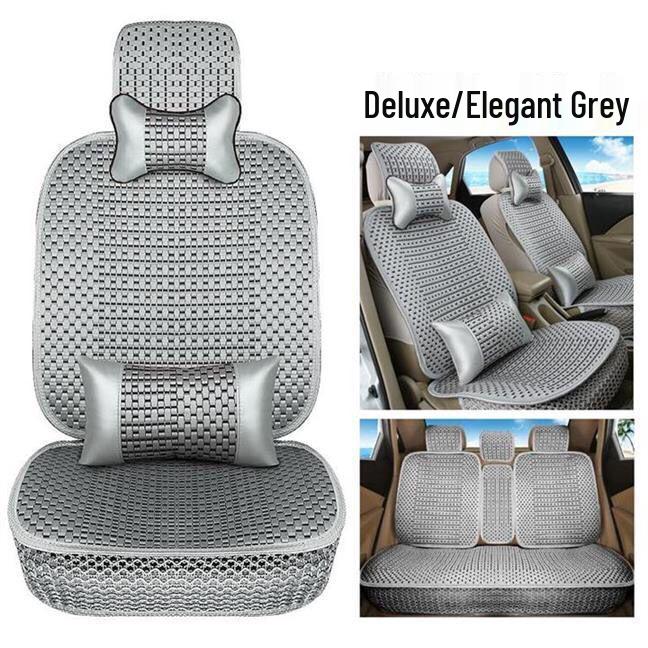 Universal Ice Silk Car Seat Cushion - All-Season Luxury Woven Cover, Breathable, Cooling, Full Surround Design