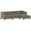 4 Piece Garden Lounge Set with Cushions Grey Poly Rattan