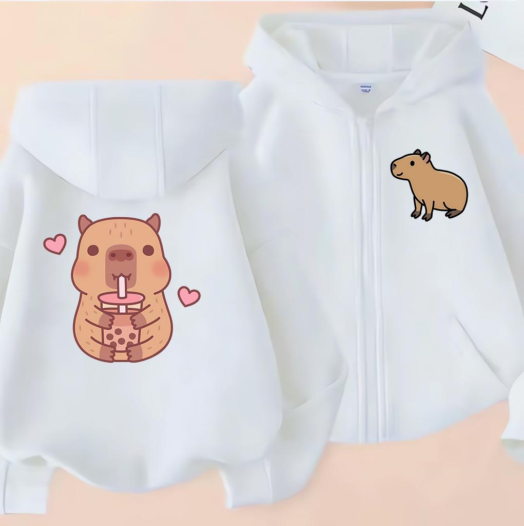 Funny Kids Capybara Zip Up Hoodie Children's Hoodie Zipper Children Capibara Sweatshirt Manga Clothes Kid Girl Boy Top Hoody