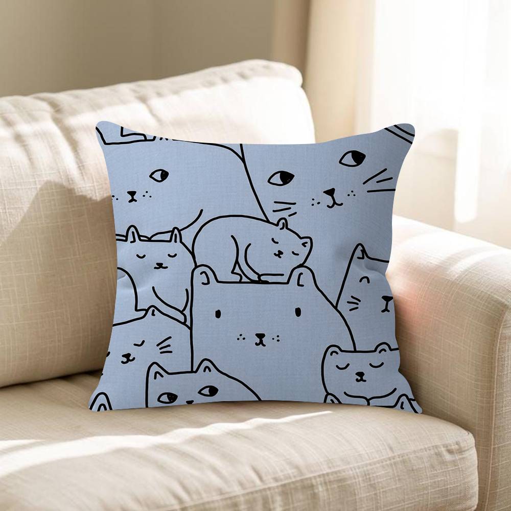 Cartoon Line Cat Dog Cushion Cover Pillowcase Upholstery Sofa Throw Pillow Home Decor Pillowcas