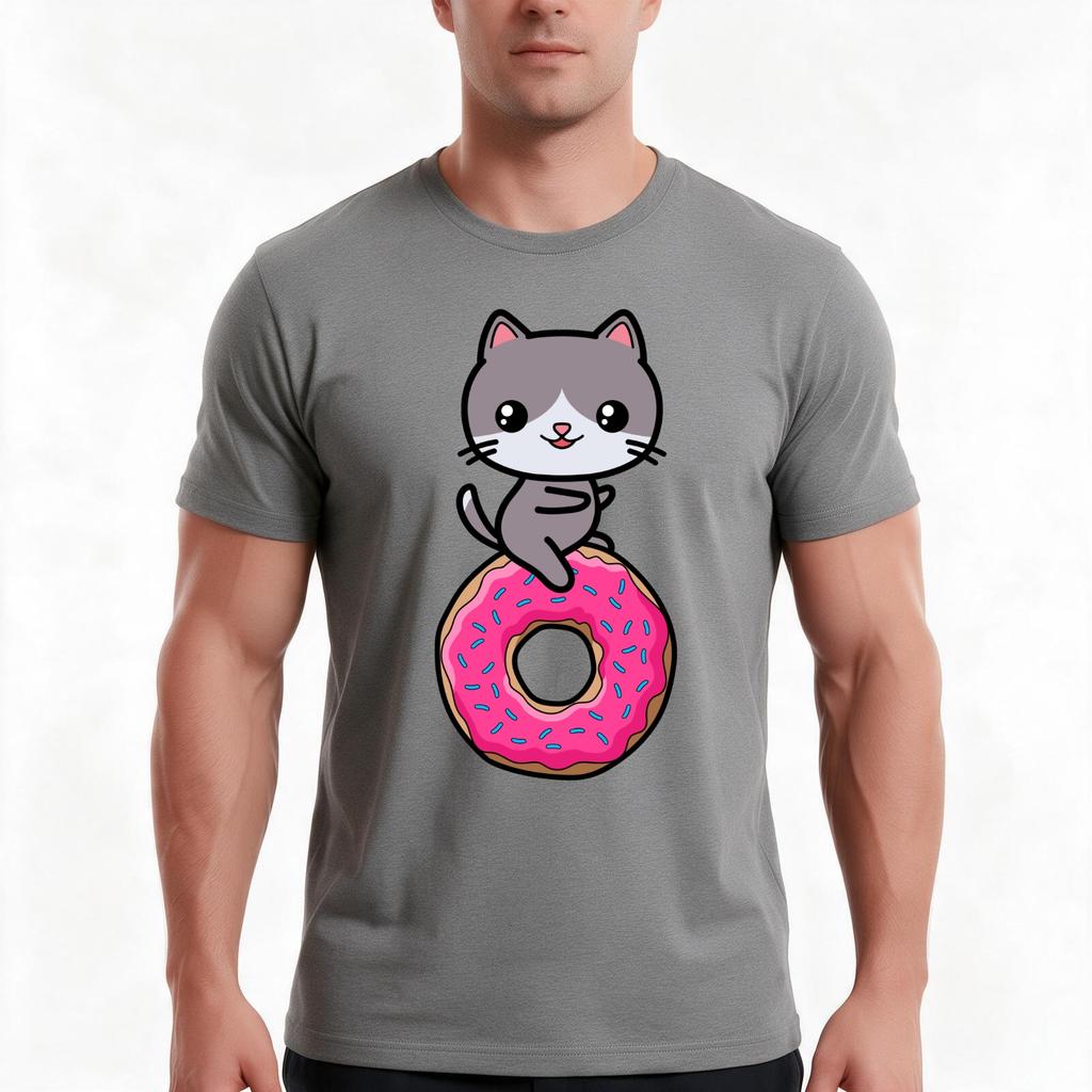Cat Kawaii Donut Cute Tshirt Summer Casual Cotton Tee Oversized Streetwear Tops Vintage Graphic Print Unisex Unisex Unisex