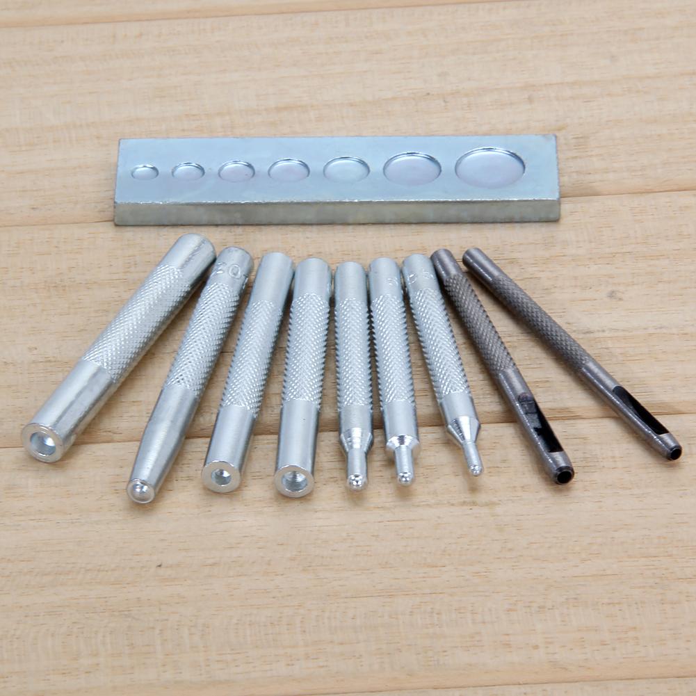 11Pcs Snap Rivet Setter Carbon Steel Leather Die Punch Hand Snap Installation Kit Punch Snap Kit for Install Rivet Button