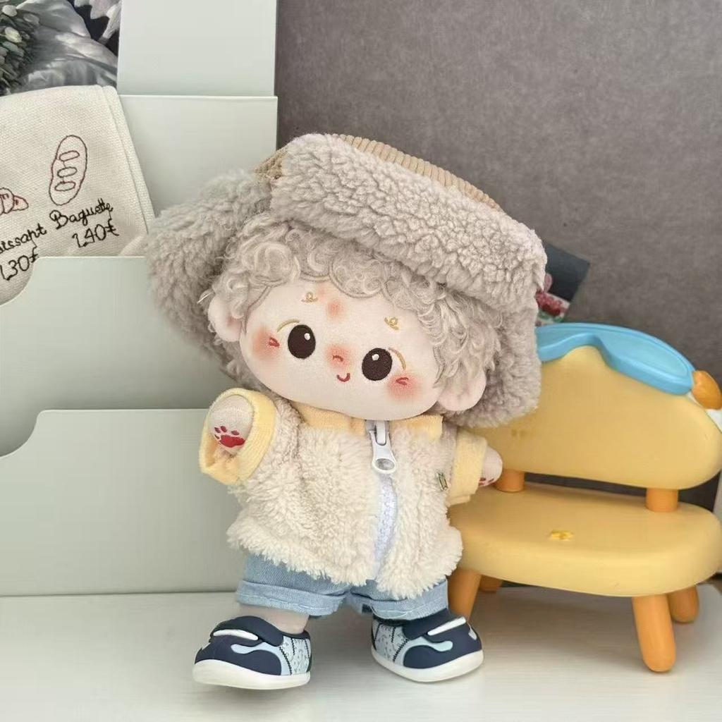 Cute 20Cm Plush Doll Dress-Up Set - Skirt & Overalls Cotton Doll Accessories (Doll Not Included)