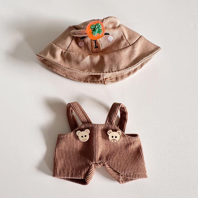 Labubu Clothes Cartoon Overalls 2-Piece Set For 17Cm Dolls Overalls& Cap Labubu Doll Clothes For Photography Props