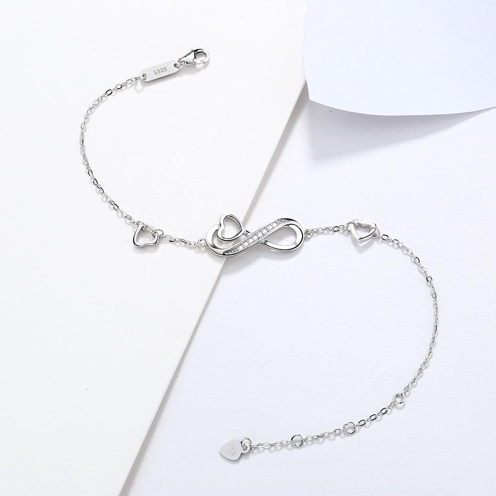 925 Sterling Silver Infinity Heart Bracelet - Fashionable Gift for Girlfriend