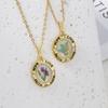 Elegant Oval Pendant Necklace With Real Preserved Rose Flower Women Sweet Romantic Jewelry Valentines Day Gift